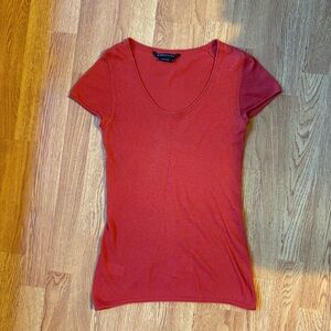 BCBGMaxAzria red orange cap sleeve scoop neck knit cashmere blend top size M